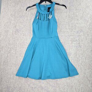 Trixxi Blue Fit & Flare Sleeveless Halter Dress Size 5